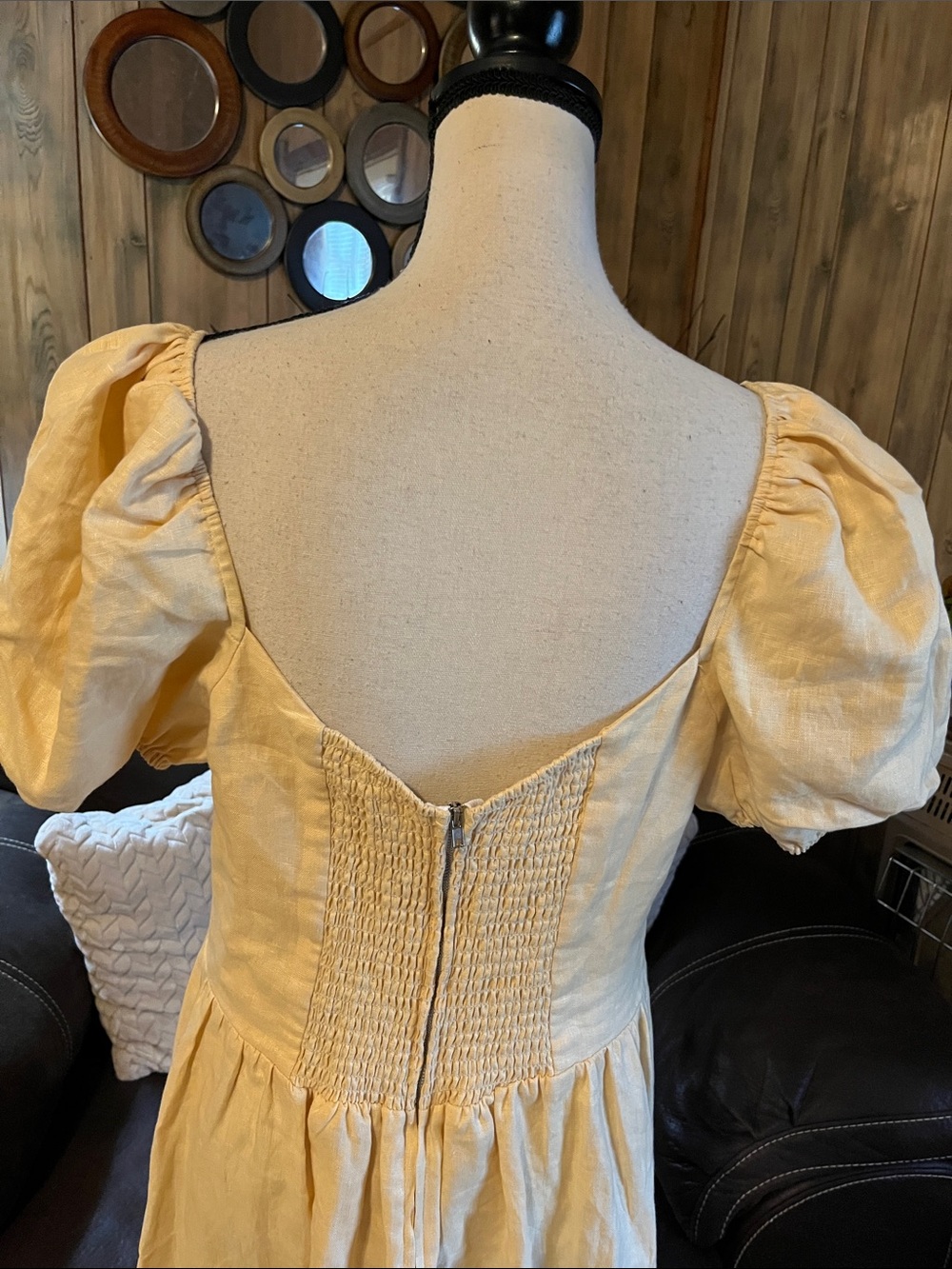Reformation Davila Linen Dress In Parmesan Boho Milk Maid Prairie - Picture 8 of 12